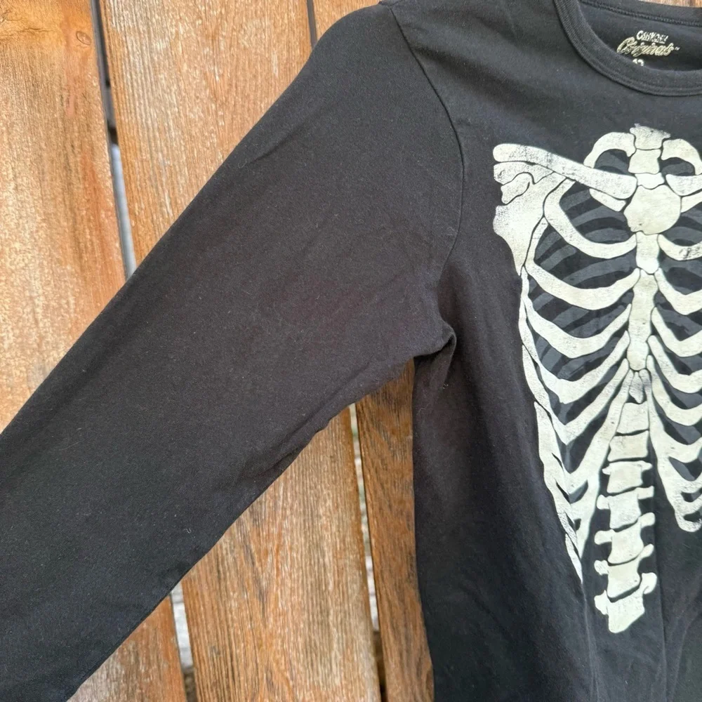OshKosh B'gosh Black Skeleton Long Sleeve Tee Shirt Size 12